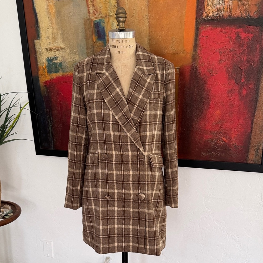 LUSH Women’s Plaid, Double-Breasted Blazer/Dress